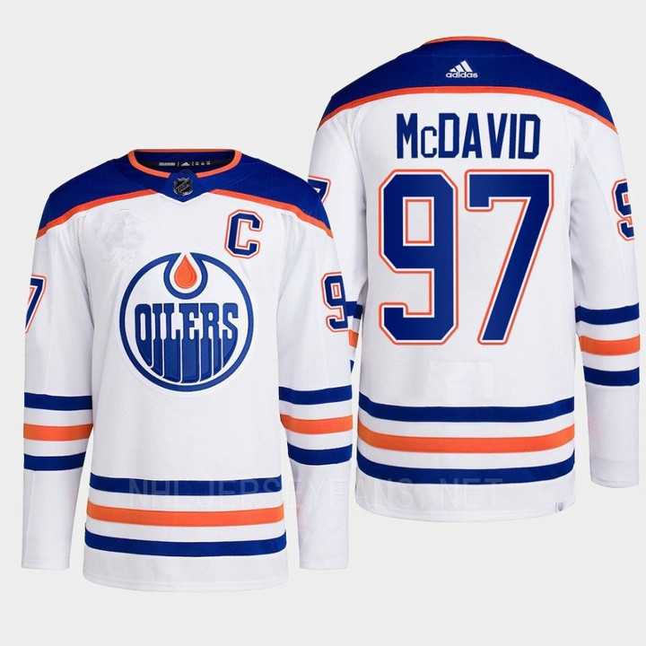 Men%27s Edmonton Oilers #97 Connor McDavid White Adidas Away Stitched Hockey Jersey->detroit red wings->NHL Jersey